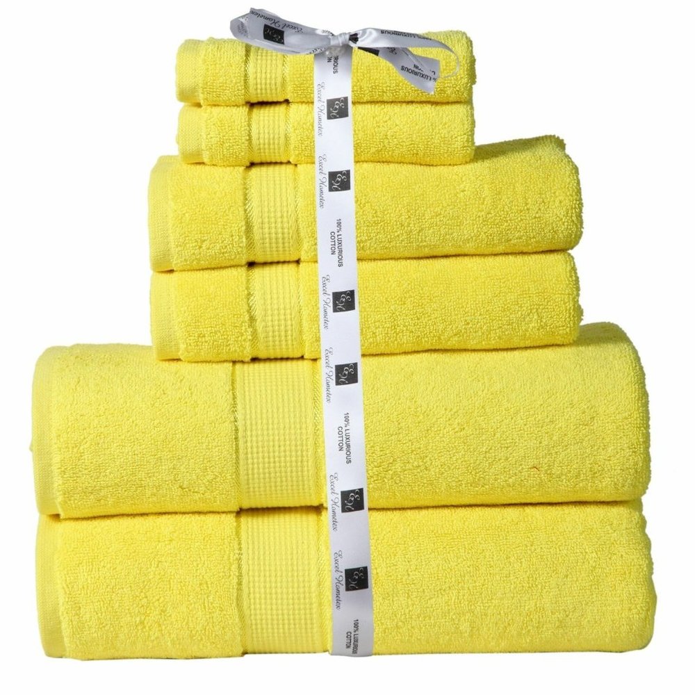 100% Cotton 600 GSM 6PC Bathroom Towel-YELLOW